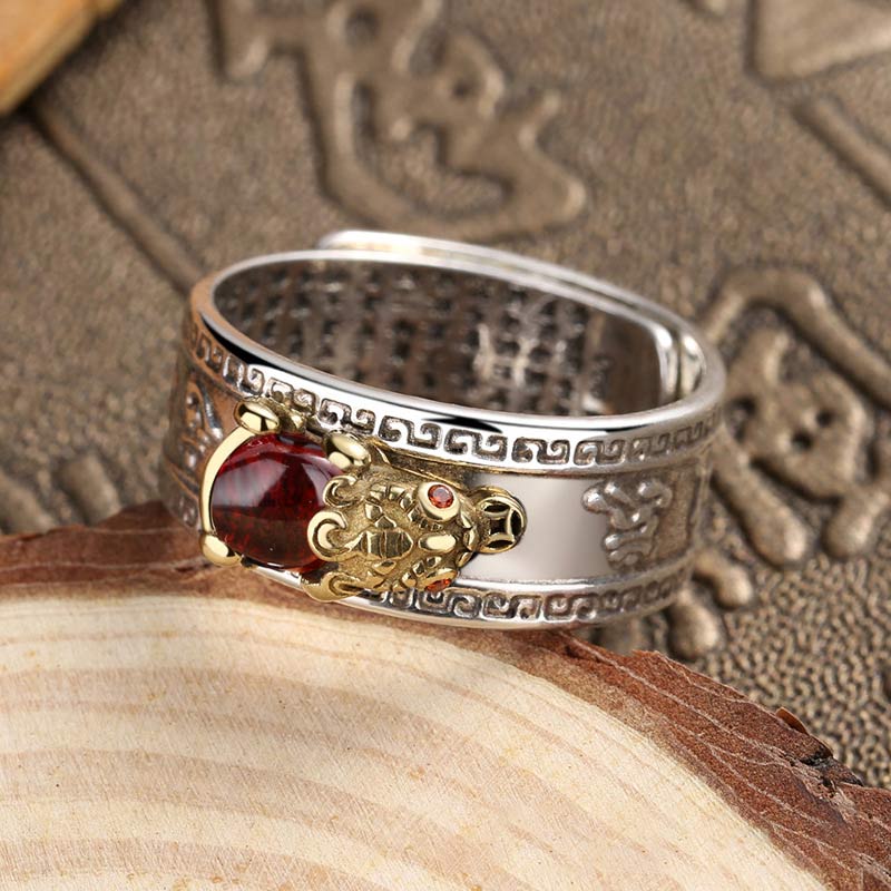 Anello di ricchezza PiXiu in agata rossa Buddha Stones - Image 4