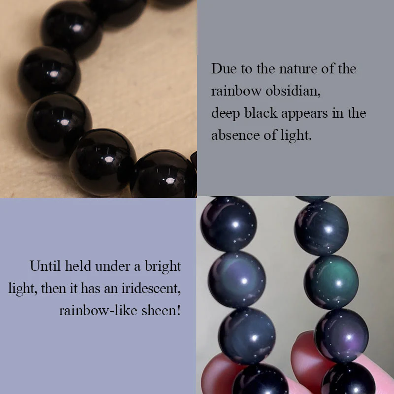 Bracciale Buddha Stones Rainbow Obsidian Laughing Buddha Positive Transformation - Image 4