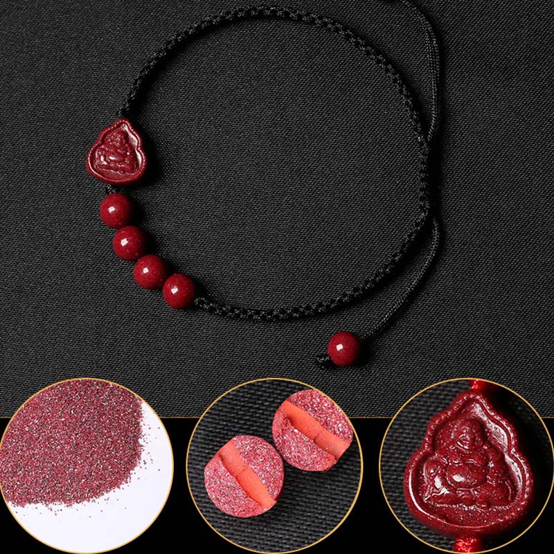 Bracciale con cordino di benedizione Buddha Stones che ride Buddha Avalokitesvara cinabro - Image 7