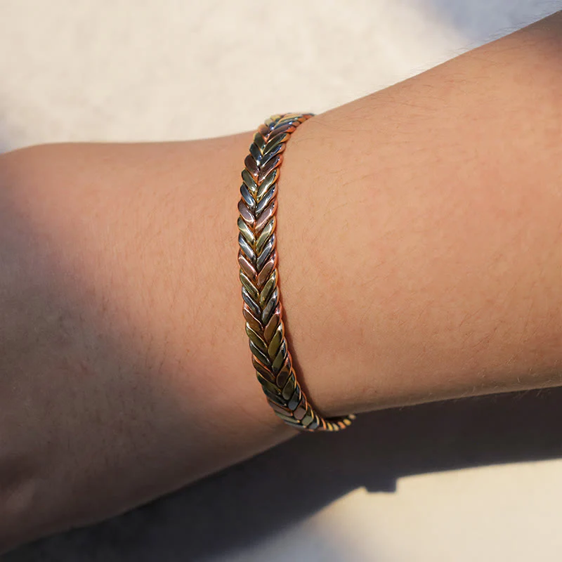 Bracciale rigido regolabile in rame magnetico vintage Buddha Stones - Image 3