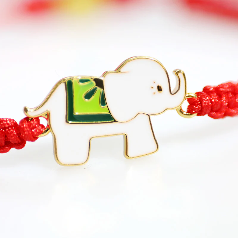 Braccialetto con cordino rosso elefante portafortuna in argento sterling 925 fatto a mano in tibetano Buddha Stones - Image 9
