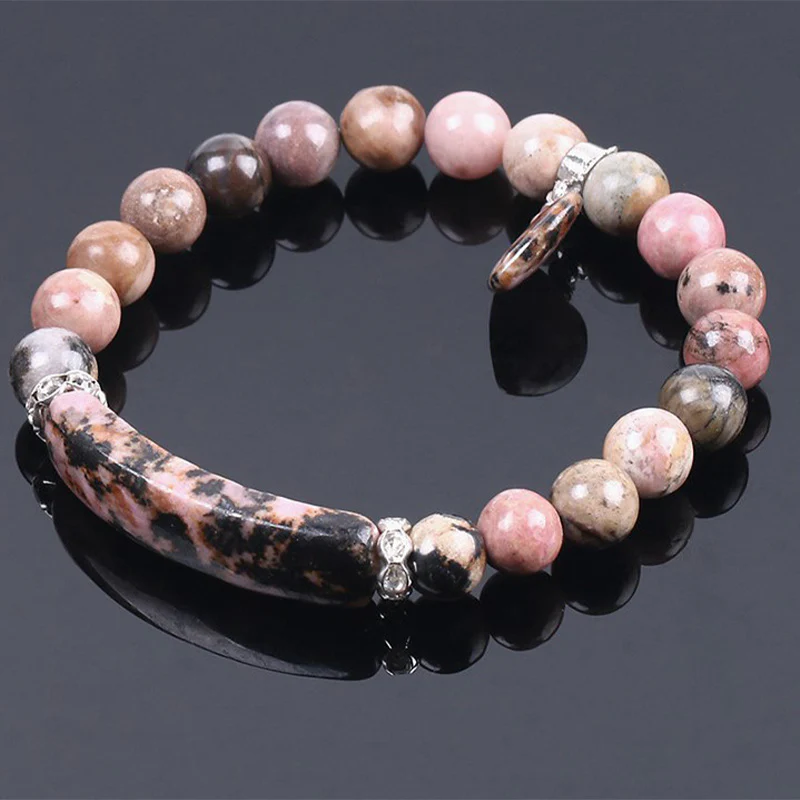 Braccialetto di perline curative con cuore d'amore e rodonite Buddha Stones - Image 3