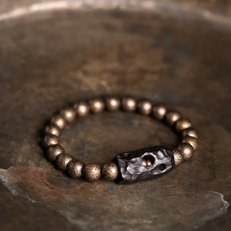Braccialetto di perline di pace, equilibrio, in rame, legno di ebano del Tibet, Buddha Stones - Image 8