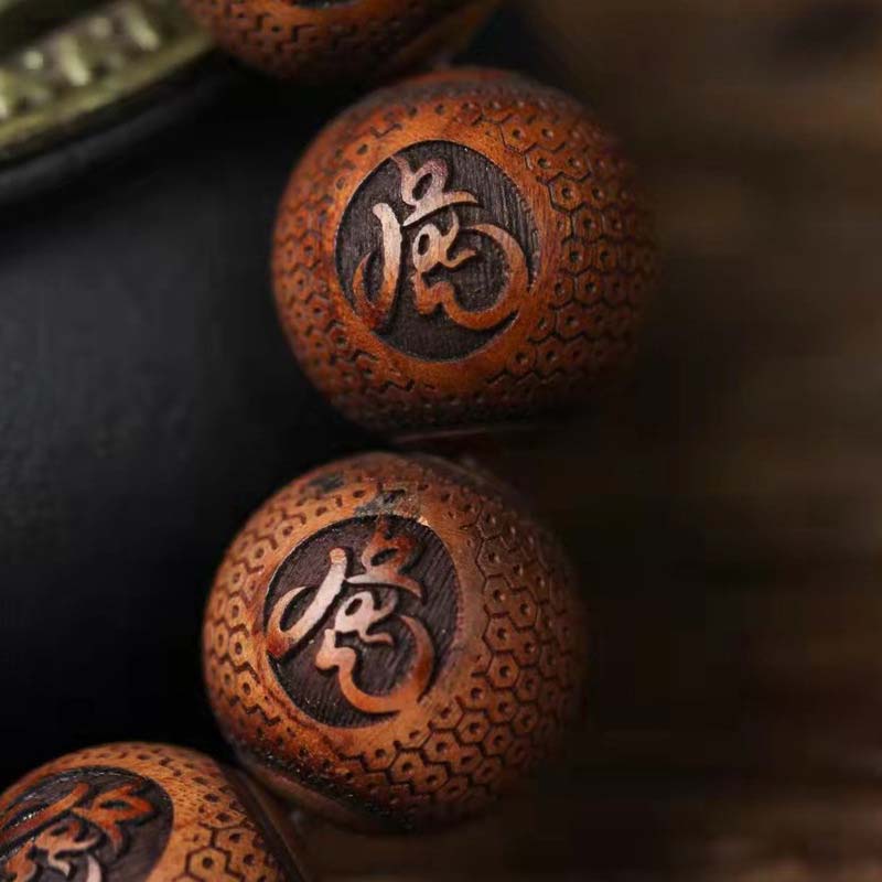 Braccialetto di protezione della tigre con incisione in palissandro tibetano e Buddha Stones - Image 6