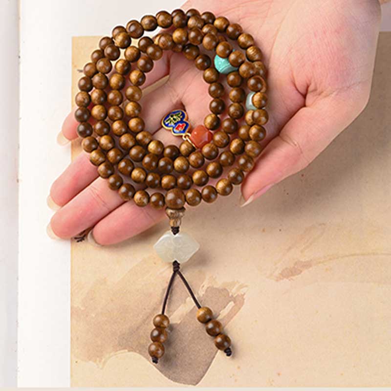 Braccialetto di protezione e calma in palissandro tibetano Buddha Stones Mala - Image 16