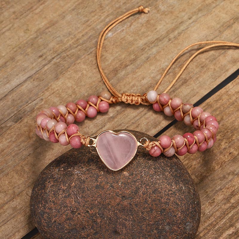 Braccialetto naturale di guarigione del cuore dell'amore in rodonite - Image 3
