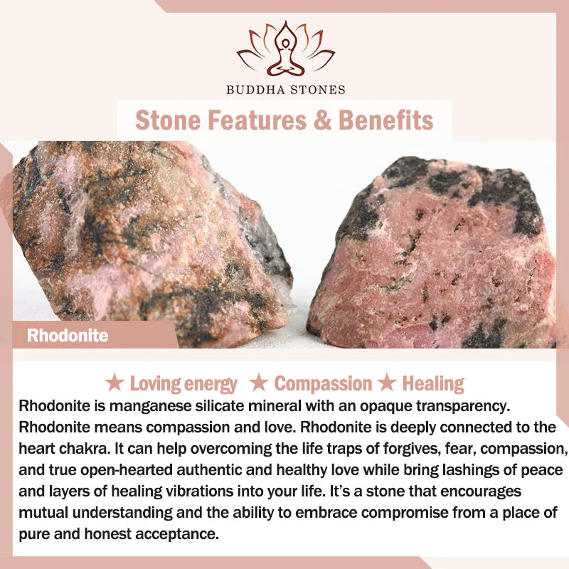 Braccialetto naturale di guarigione del cuore dell'amore in rodonite - Image 7