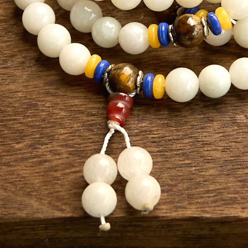 Braccialetto Buddha Stones con 108 perle Mala in quarzite naturale per la ricchezza e la fortuna - Image 15