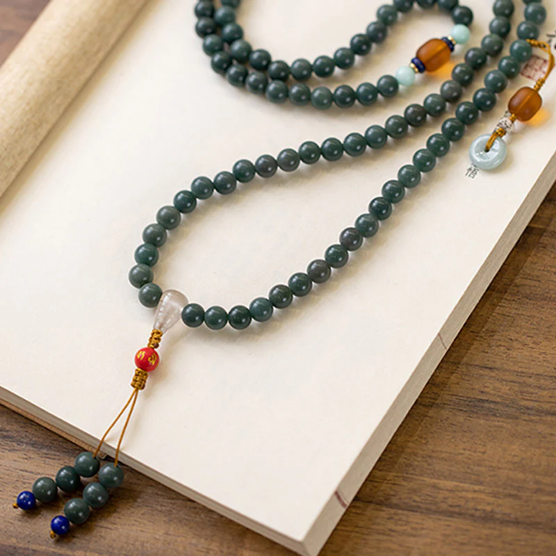 Buddha Stones 108 Perle Bodhi Seed Benedizione Meditazione Bracciale Mala - Image 5