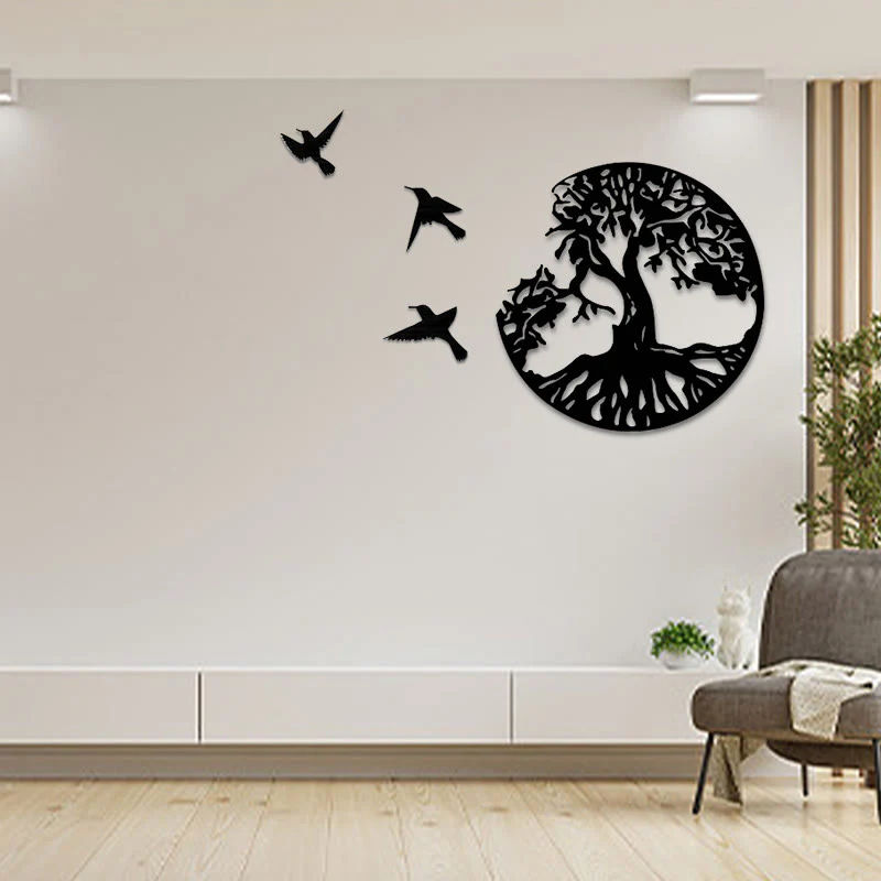 Buddha Stones Albero della vita Uccelli Creazione Arte murale - Image 6