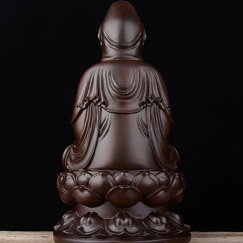 Buddha Stones Avalokitesvara Ebano Loto Armonia Benedizione Decorazione della casa - Image 5