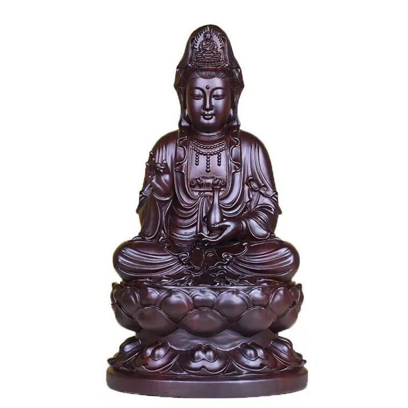 Buddha Stones Avalokitesvara Ebano Loto Armonia Benedizione Decorazione della casa - Image 8