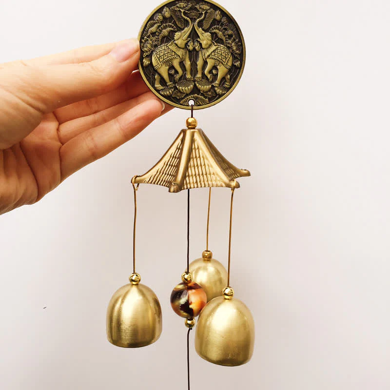 Buddha Stones Benedizione Lettera Elefante Bagua Moneta di Buon Auspicio Appeso al Muro Campanello Campana Decorazione per la Casa Fatta a Mano - Image 5