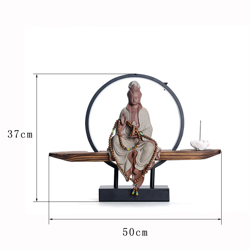 Buddha Stones Buddha Avalokitesvara Ceramica Loto Rilassamento Bruciatore di Incenso Decorazione - Image 18