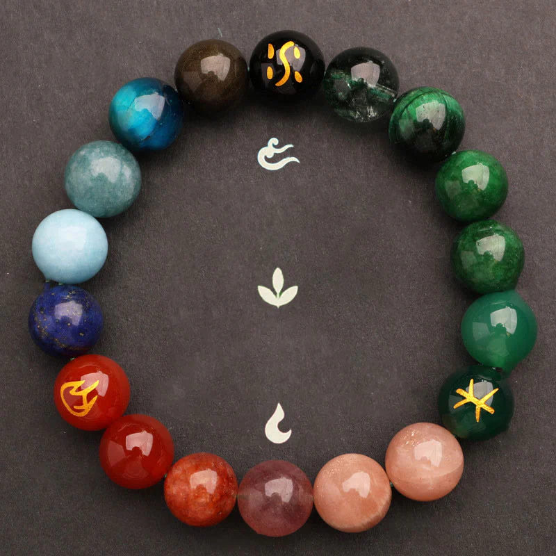Buddha Stones Cinque Elementi Vari Agata Cristallo Pietra del Sole Bracciale della Saggezza - Image 31