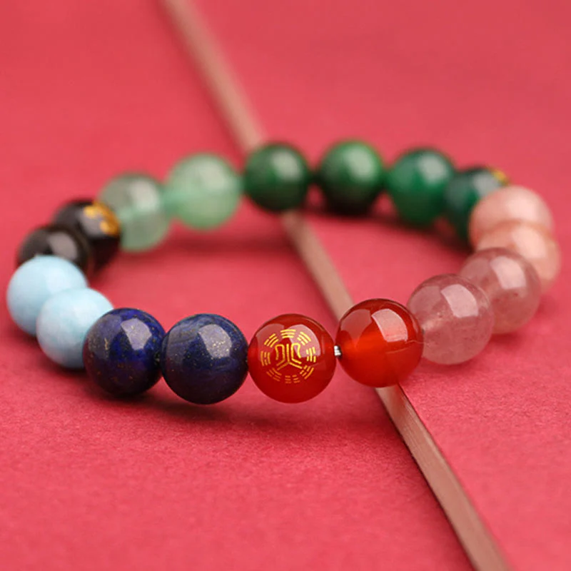 Buddha Stones Cinque Elementi Vari Agata Cristallo Verde Fragola Quarzo Pietra del Sole Bracciale Ricchezza - Image 41