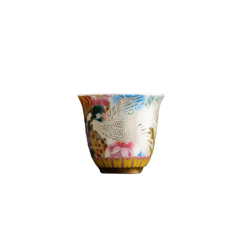 Buddha Stones Drago Fenice Fiori Tazza da tè in ceramica Tazza da tè Kung Fu 50ml - Image 13