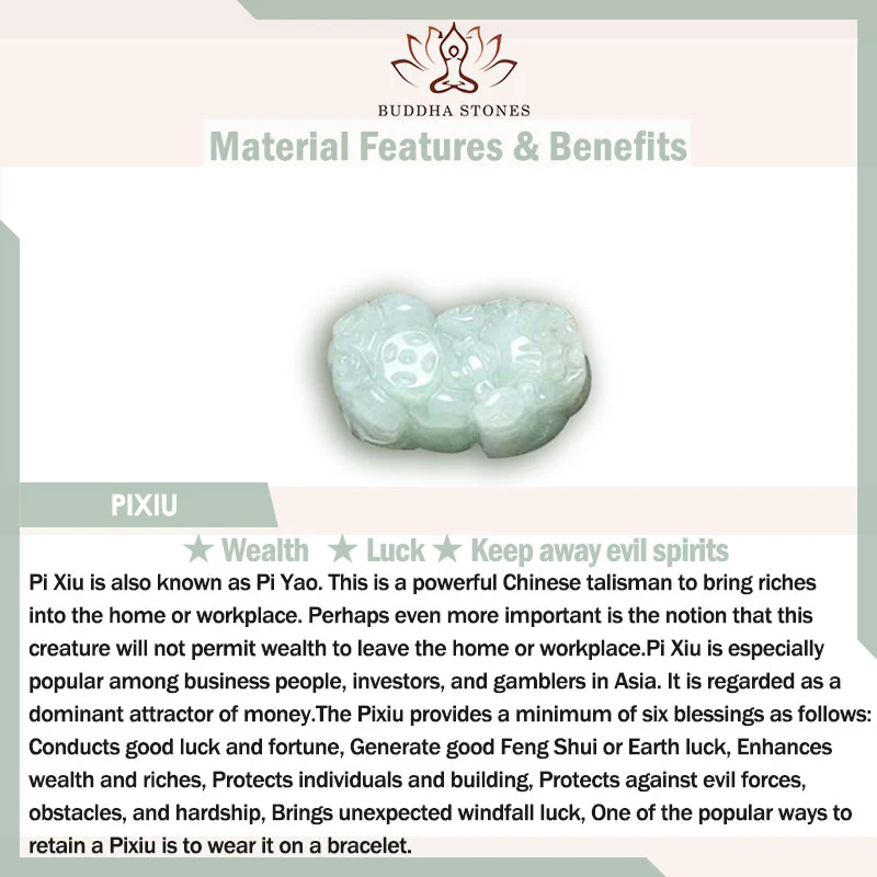 Buddha Stones Fengshui Ricchezza Prosperità Giada PiXiu Braccialetto della Fortuna - Image 11