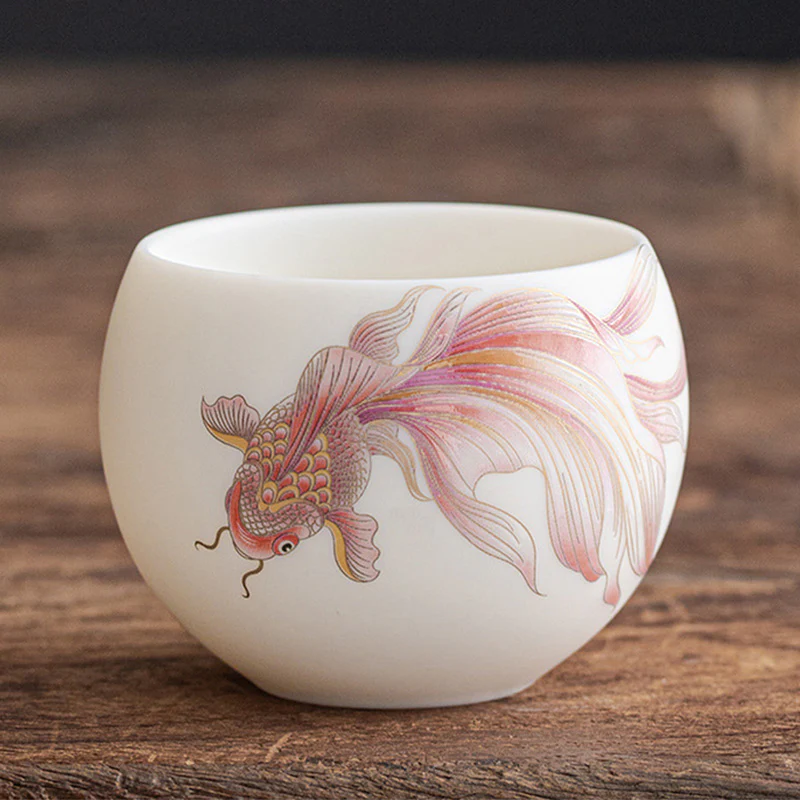 Buddha Stones Koi Fish Tazza da tè in porcellana bianca Tazza da tè in ceramica Kung Fu - Image 16