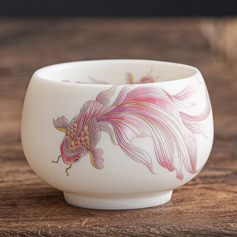 Buddha Stones Koi Fish Tazza da tè in porcellana bianca Tazza da tè in ceramica Kung Fu - Image 17