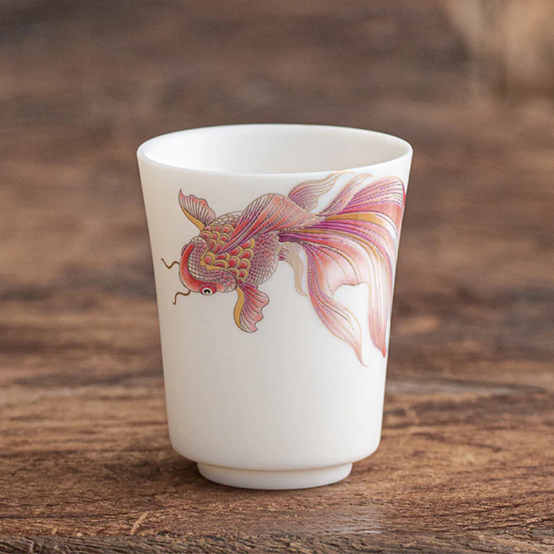 Buddha Stones Koi Fish Tazza da tè in porcellana bianca Tazza da tè in ceramica Kung Fu - Image 18