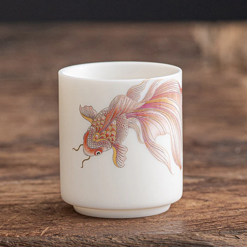 Buddha Stones Koi Fish Tazza da tè in porcellana bianca Tazza da tè in ceramica Kung Fu - Image 19