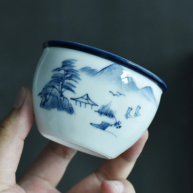 Buddha Stones Koi Pesce Fiore di Loto Foglia Montagne Albero Tazza da Tè in Ceramica Tazza da Tè Kung Fu 130ml - Image 10