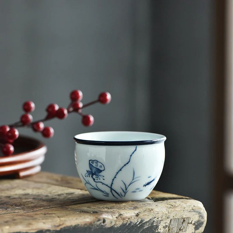 Buddha Stones Koi Pesce Fiore di Loto Foglia Montagne Albero Tazza da Tè in Ceramica Tazza da Tè Kung Fu 130ml - Image 5