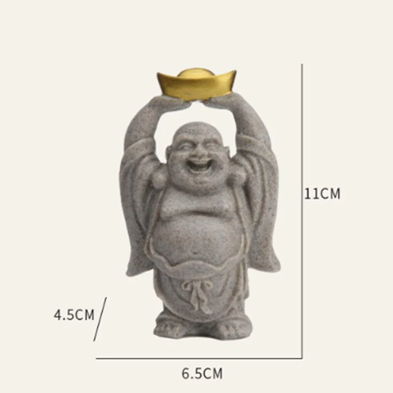 Buddha Stones Statua in resina del Buddha che ride Benedizione Decorazione per la casa - Image 6