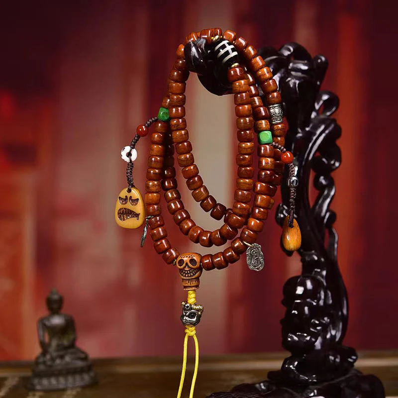 Buddha Stones Tibet 108 Perle Perle d'osso Perle Dzi Forza Mala - Image 8
