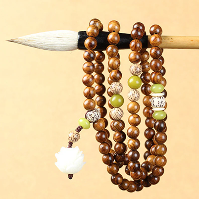 Collana Braccialetto Protezione Calma Mala Loto Palissandro Tibetano Buddha Stones - Image 4