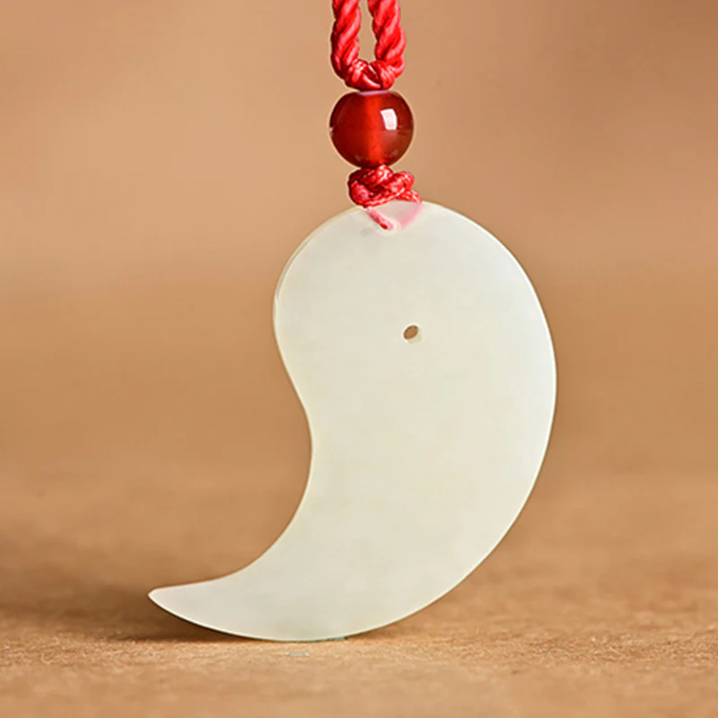 Collana con ciondolo a corda con benedizione di protezione in giada bianca e giada ciano Yin Yang - Image 10