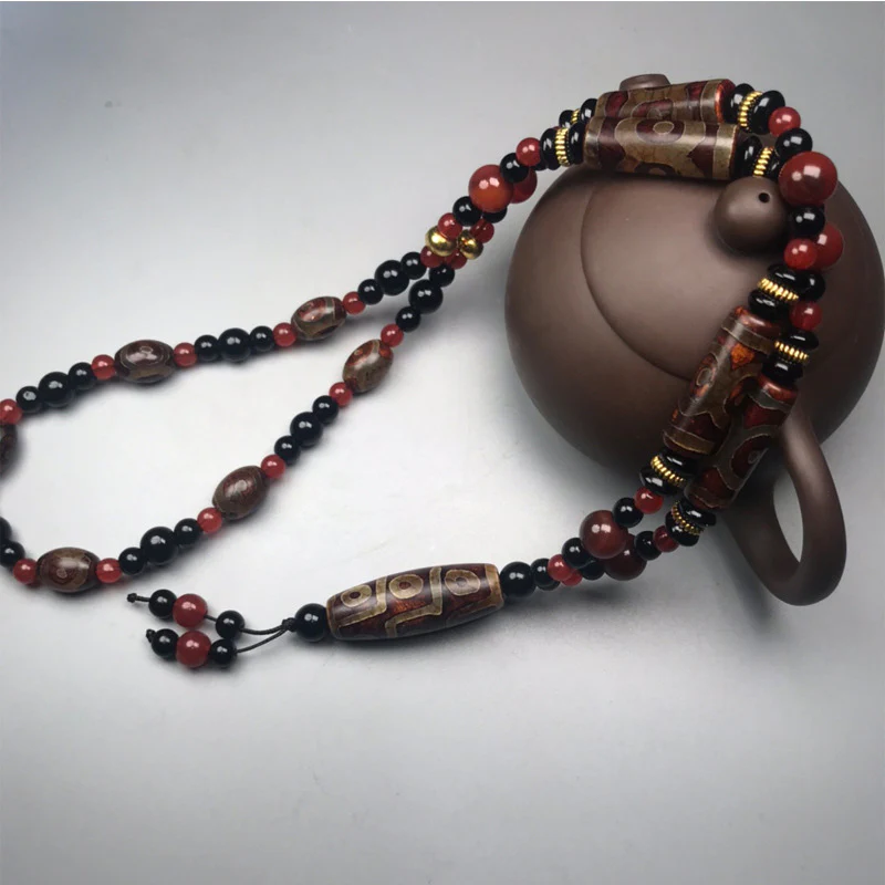 Collana di Buddha Stones perline Dzi a nove occhi, agata rossa, ricchezza e salute - Image 5