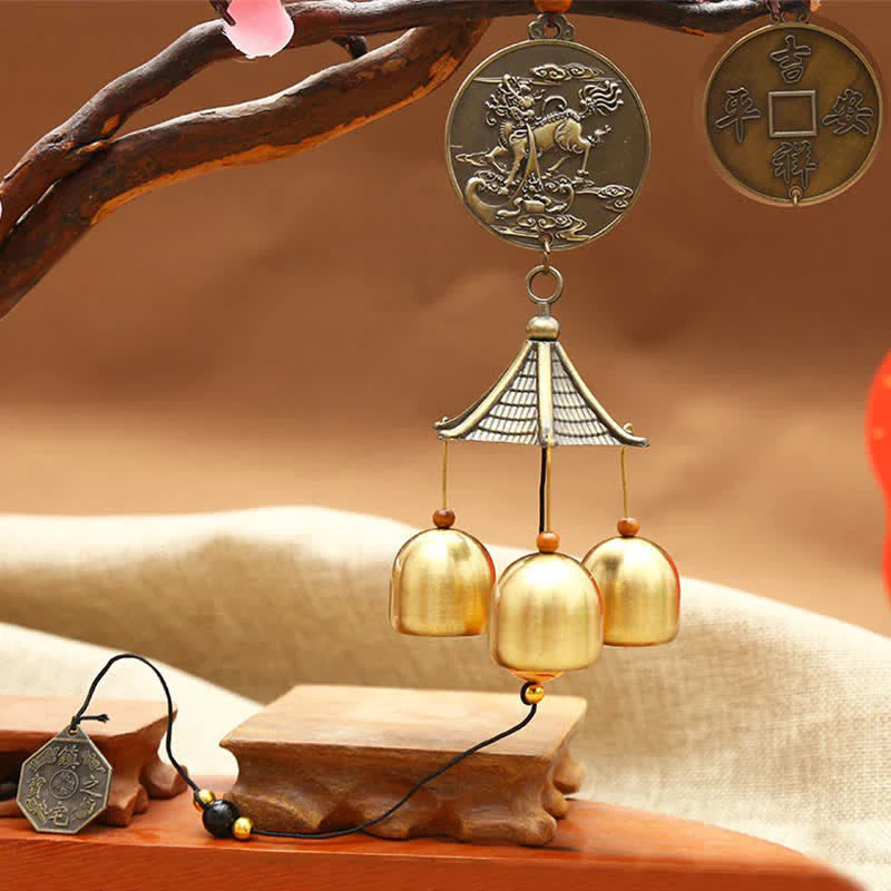 Feng Shui moneta di rame pesce Koi Bagua Kirin campanello a vento campana fortuna decorazione da appendere alla parete - Image 6