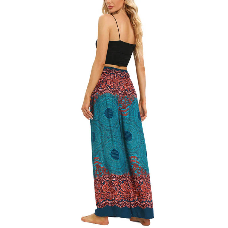 Pantaloni da yoga da donna con lacci e stampa floreale con bussola bohémien Buddha Stones - Image 5