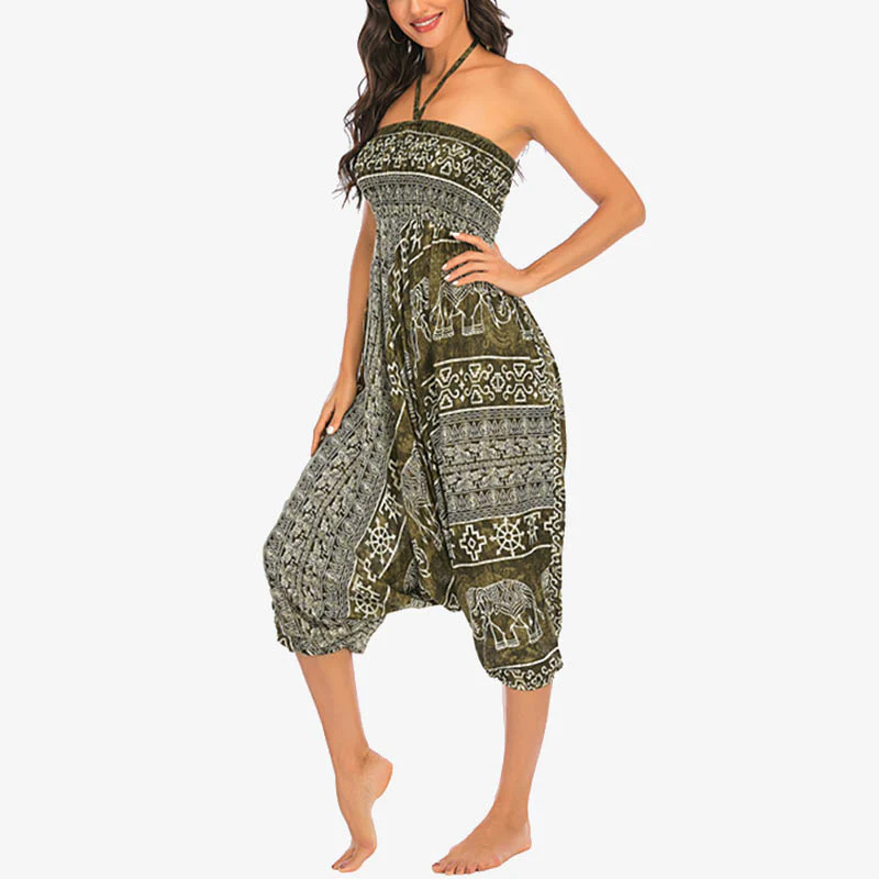 Pantaloni harem larghi e arricciati con motivo a elefante, tuta da yoga da donna, stile Buddha Stones, due stili - Image 21