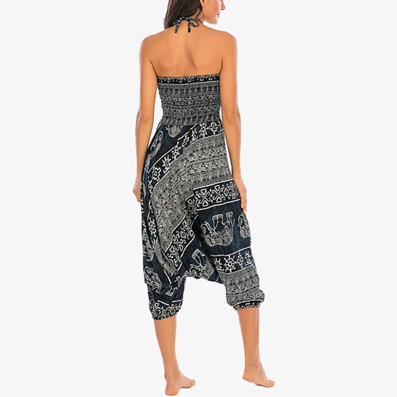 Pantaloni harem larghi e arricciati con motivo a elefante, tuta da yoga da donna, stile Buddha Stones, due stili - Image 31