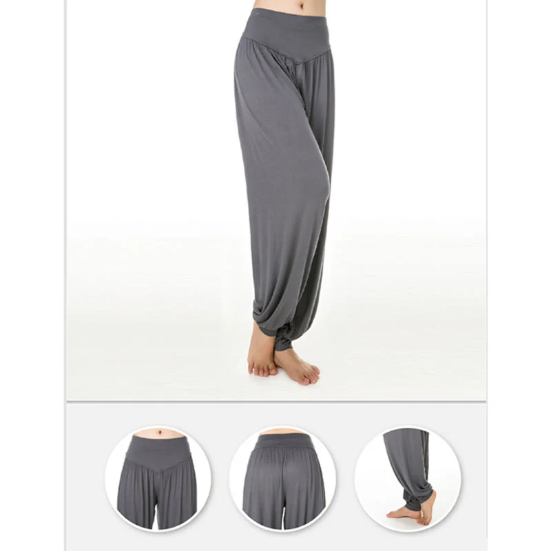 Pantaloni lunghi harem da yoga e danza in tinta unita Buddha Stones - Image 19