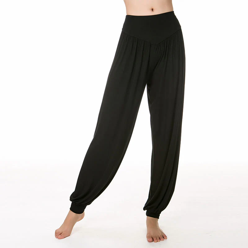 Pantaloni lunghi harem da yoga e danza in tinta unita Buddha Stones - Image 22
