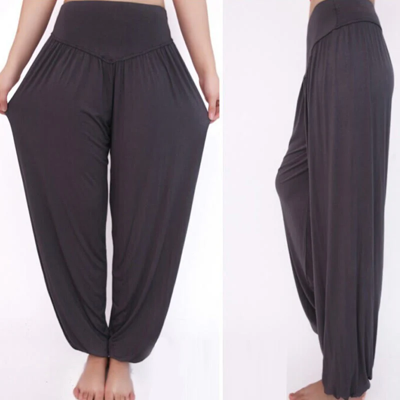 Pantaloni lunghi harem da yoga e danza in tinta unita Buddha Stones - Image 24