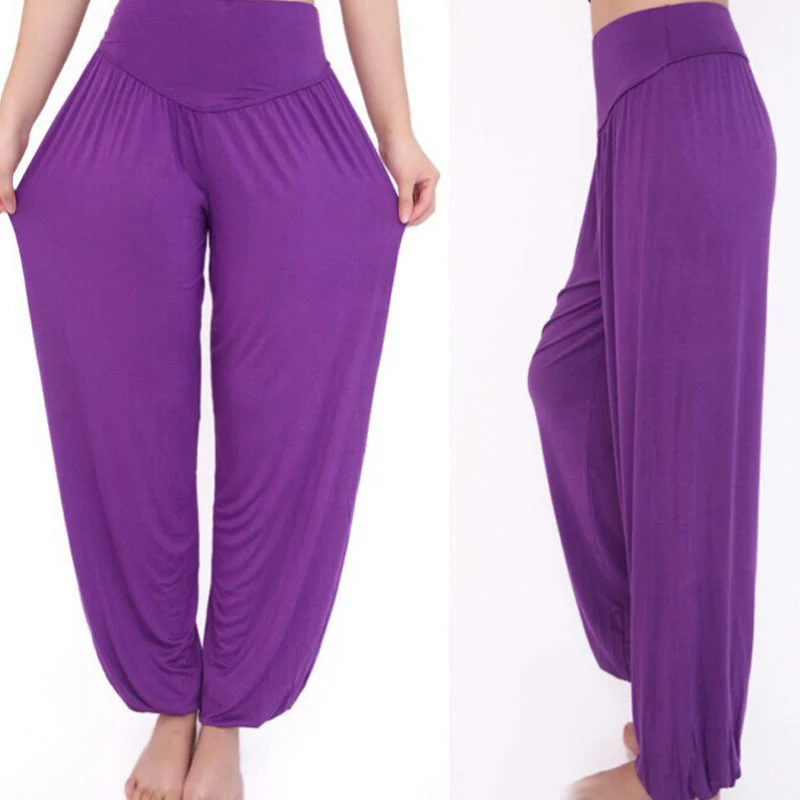 Pantaloni lunghi harem da yoga e danza in tinta unita Buddha Stones - Image 4