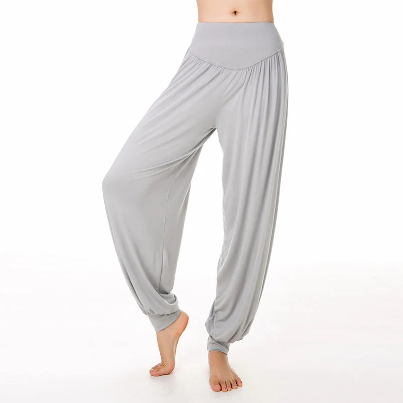 Pantaloni lunghi harem da yoga e danza in tinta unita Buddha Stones - Image 9