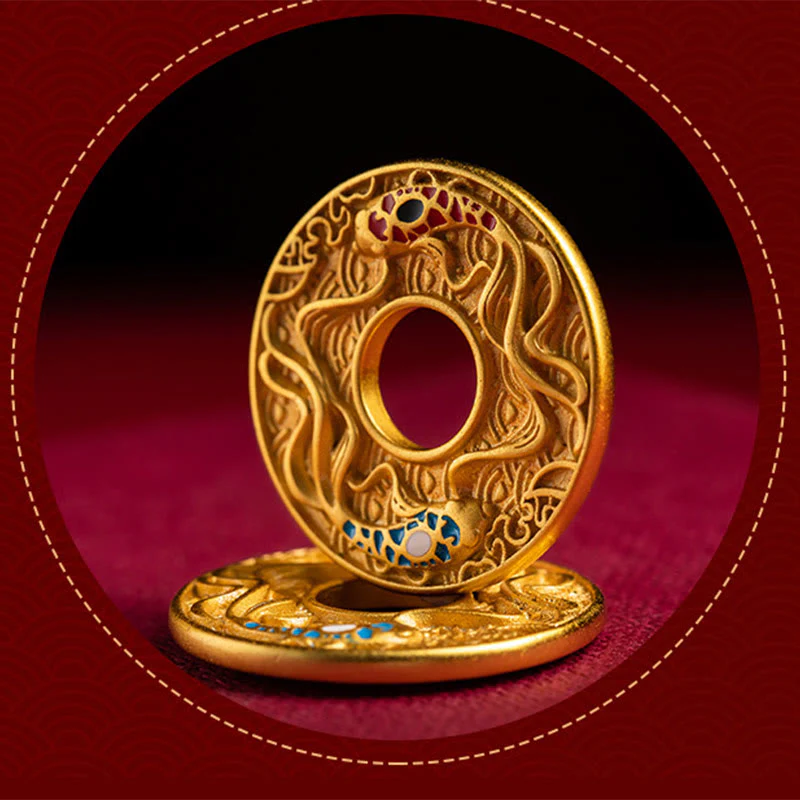 Portachiavi Buddha Stones Double Koi Fish Peace Buckle Wealth Luck - Image 14